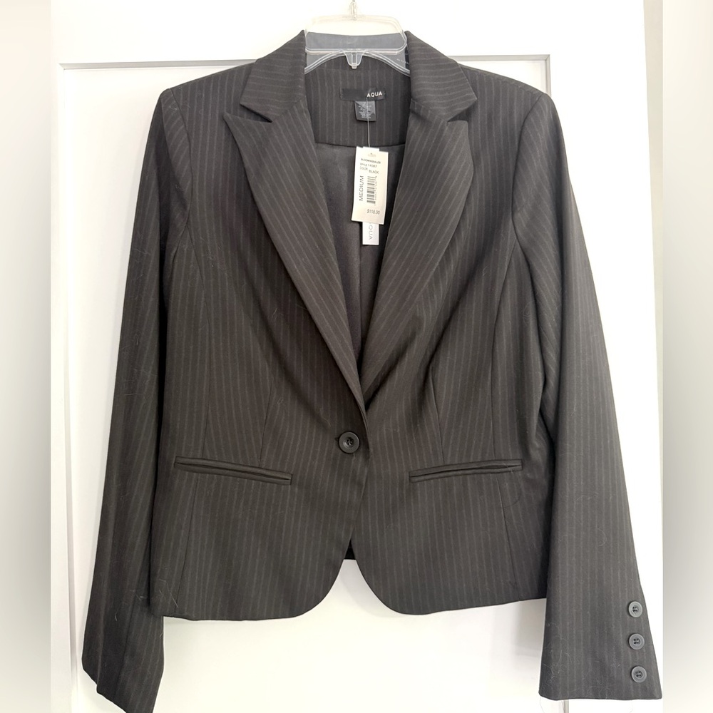 Women's Black Pinstripe Blazer